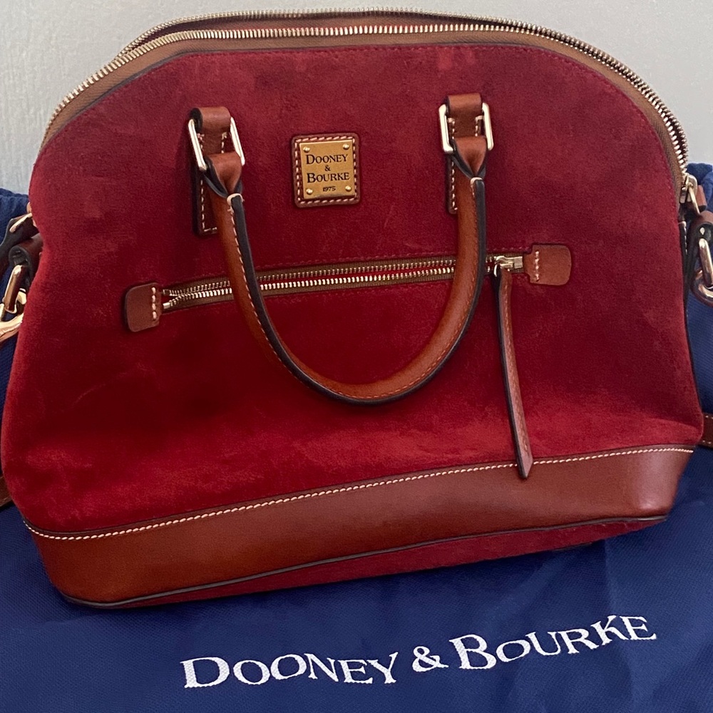 Dooney & Bourke Red Suede and Leather Satchel